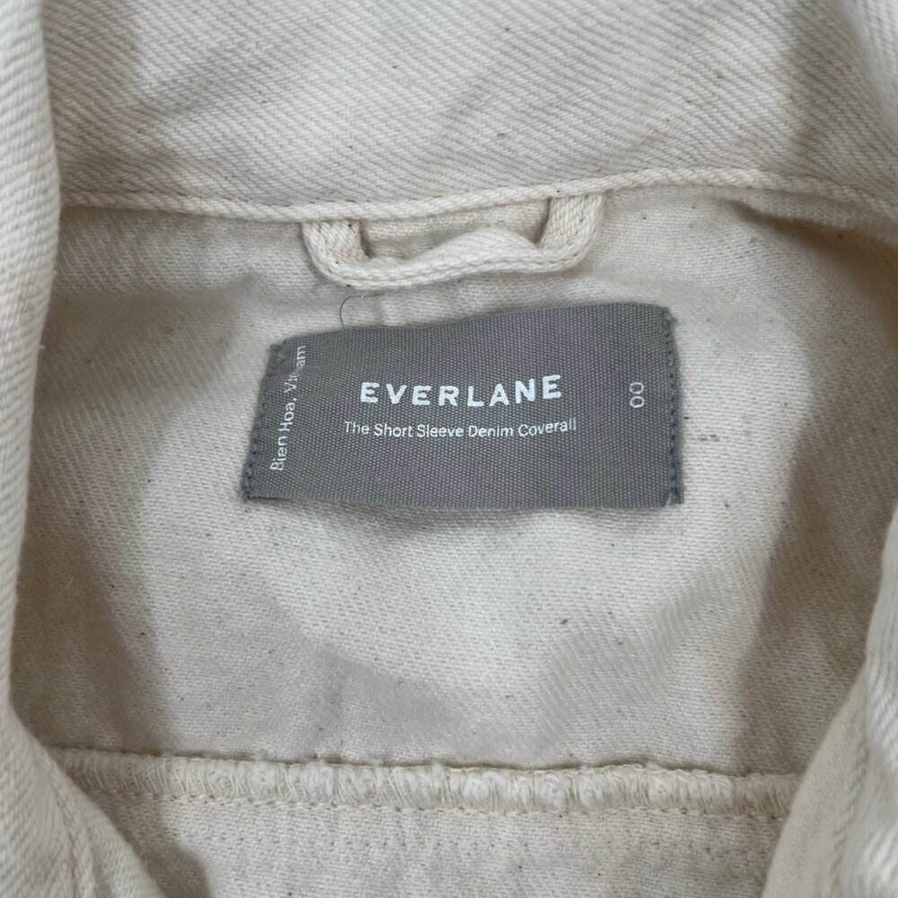 Everlane Cream Denim Short Sleeve Jumpsuit | Size 00 - Picture 6 of 8